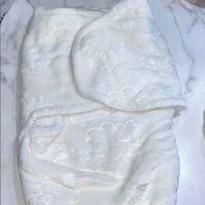 White Baby Blanket with Sheep Design